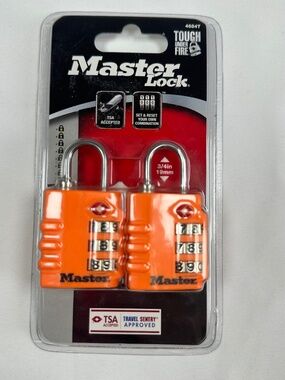 Master Lock Orange Combination - 2 Pack - TSA Accepted, 4684T, NWT